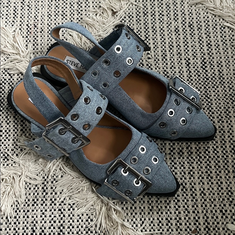 Steve Madden Graya Denim Buckle Flats
